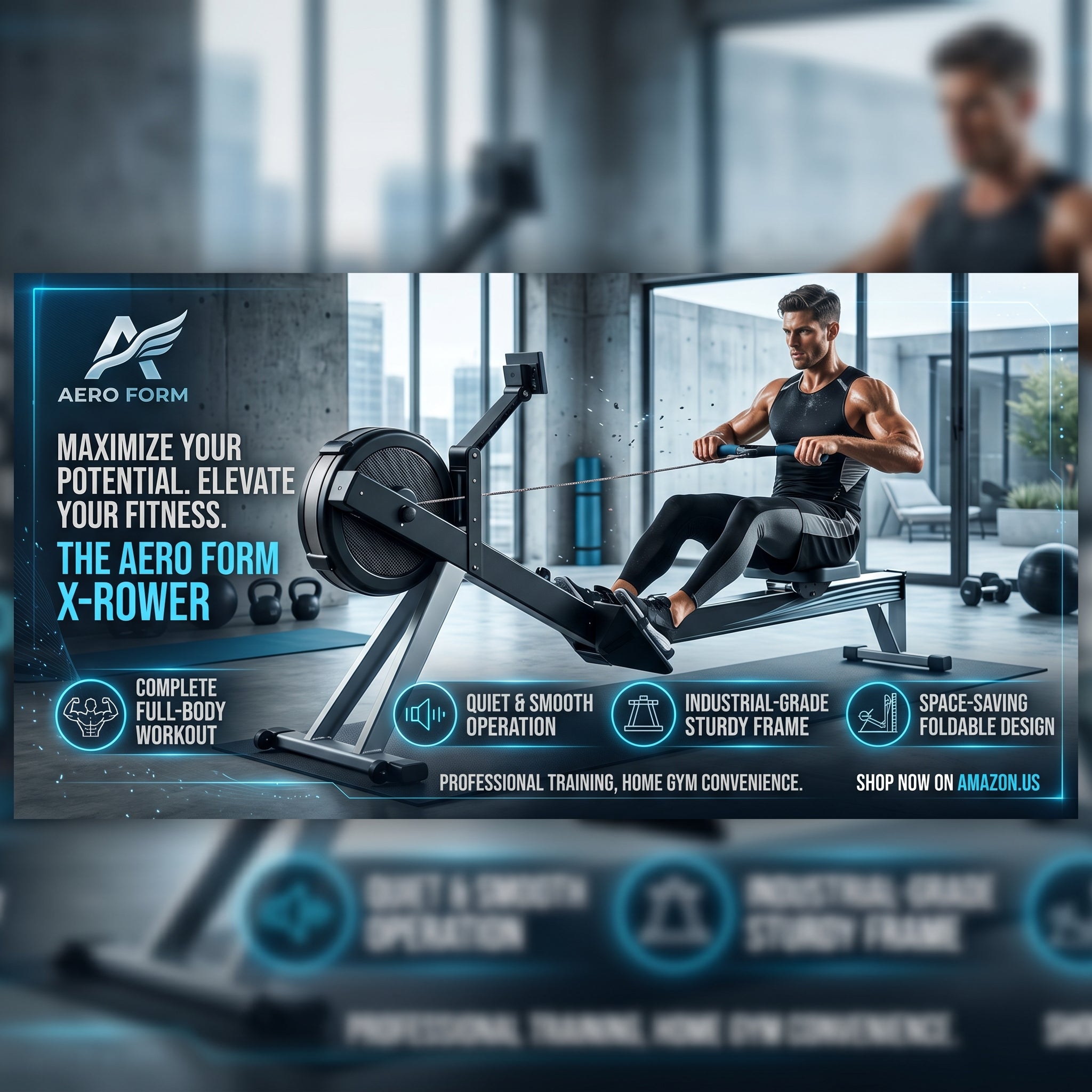 Foldable Rowing Machine, Full Body Workout Rower for Home Gym & Cardio Training